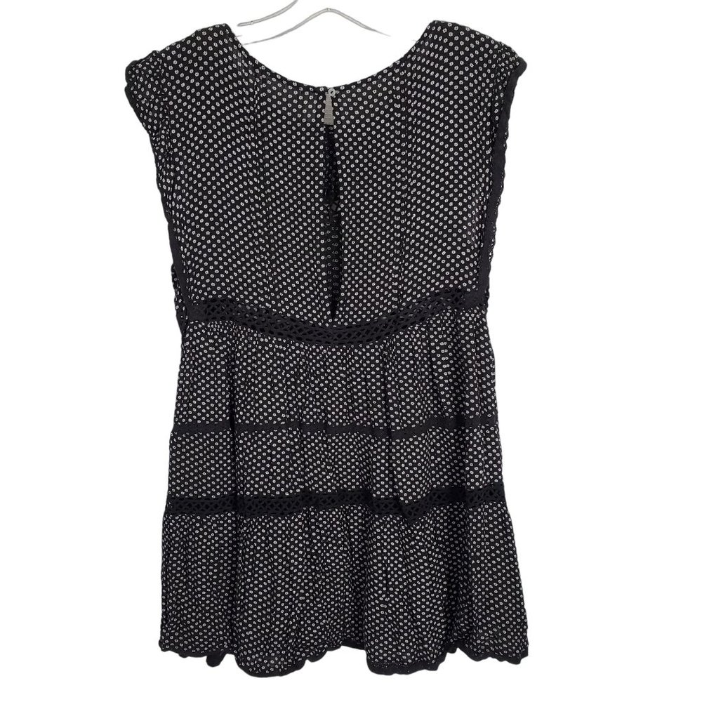 Free People Size S Dress Retro Kitty Micro-floral Tiered Lace Trim Mini A-Line - Picture 3 of 9